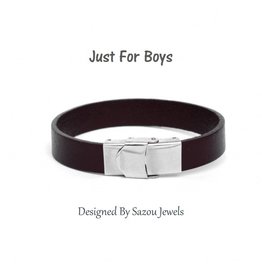 Sazou Jewels Armband Boys Leer Dark Brown