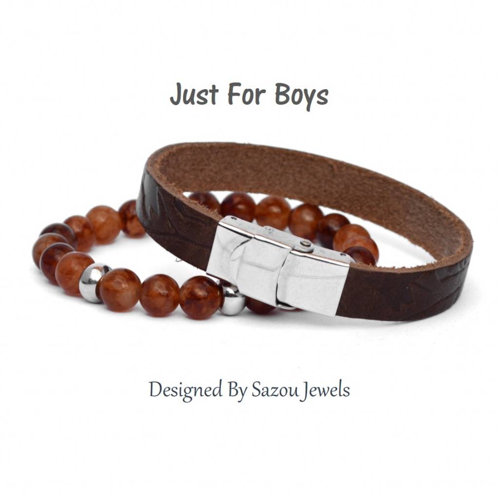 Sazou Jewels Armband Boys Natural Stones Light Brown