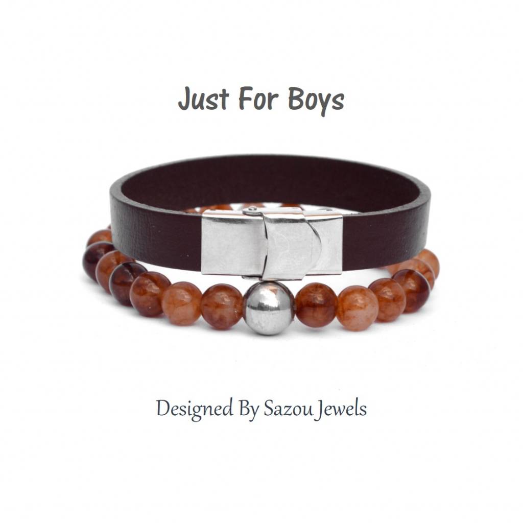 Sazou Jewels Armband Boys Natural Stones Light Brown