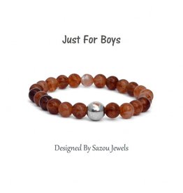 Sazou Jewels Armband Boys Natural Stones Light Brown