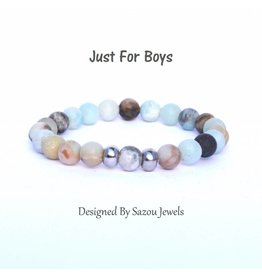 Sazou Jewels Armband Boys Natural Stones Amazoniet frosted
