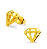 Oorstekers Edelstaal Diamond Gold Plated