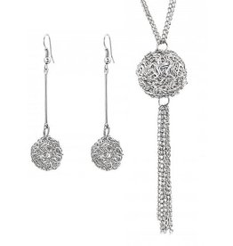 PJ Set Wire Ball Ketting en Oorbellen Silver