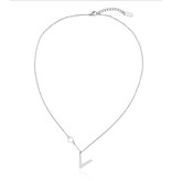 Ketting Stainless Steel Heart & V - Shiny Zilver