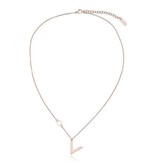 Ketting Stainless Steel Heart & V - Rose