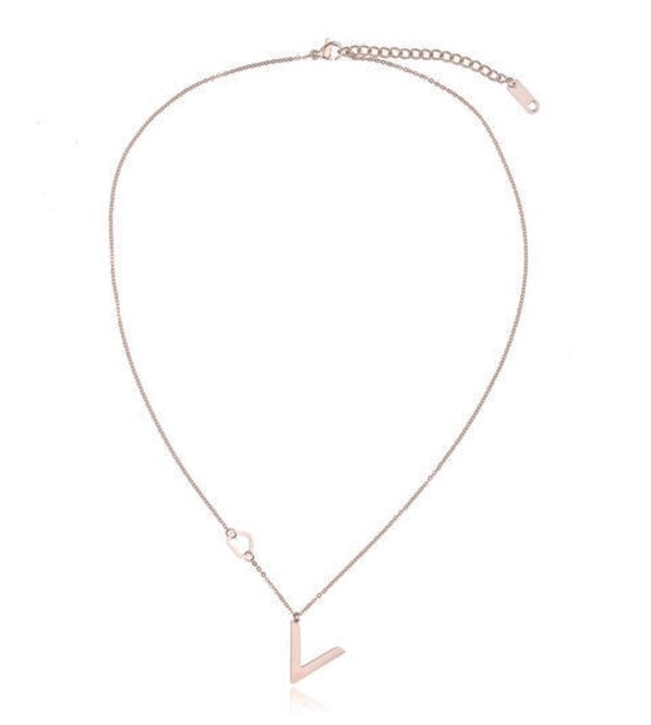 Ketting Stainless Steel Heart & V - Rose