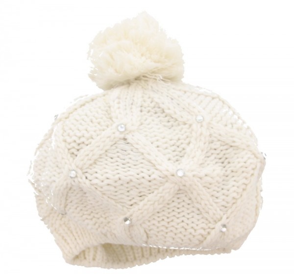 Beanie met crystals Off White