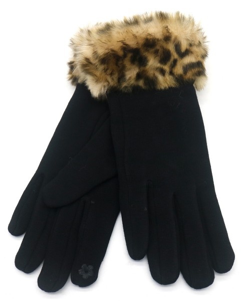 Musthaves Dames Handschoenen Fake Fur Black-Brown
