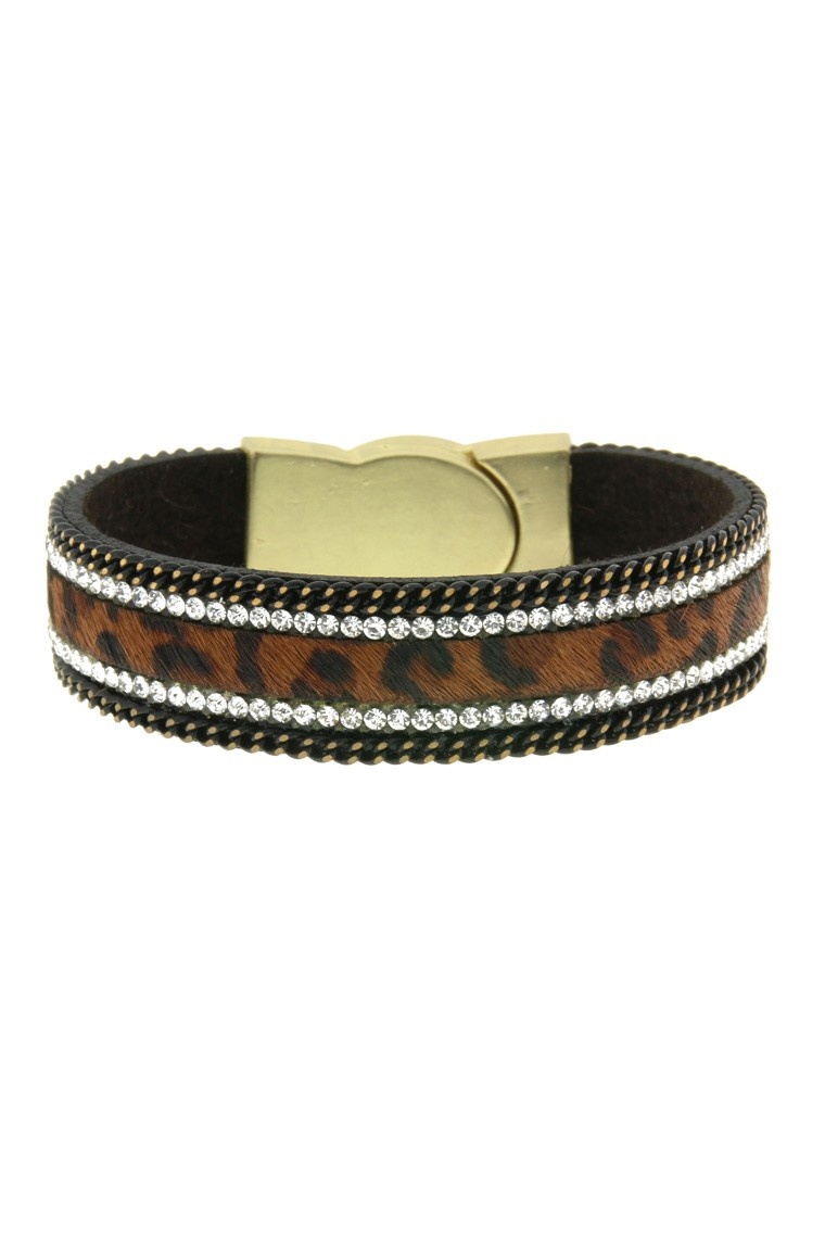 Armband Leopard Stone bruingoud - Stainless Steel