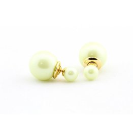 Sazou Jewels Double Dots Matte Shiney  Soft Green Oorbellen