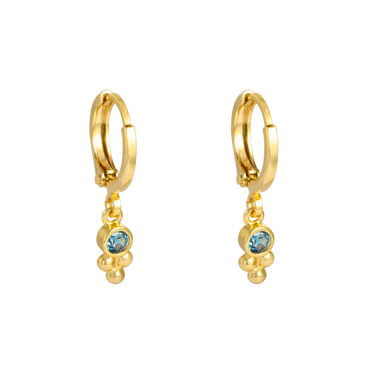 Sazou Jewels  Oorbellen Creolen Sparkle Blue Gold Plated