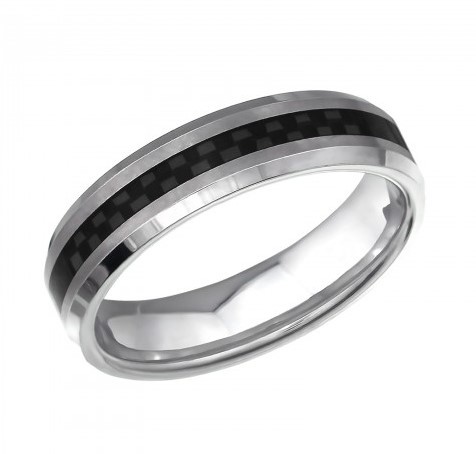 Ring  "Stripe" Black & Silver Titanium