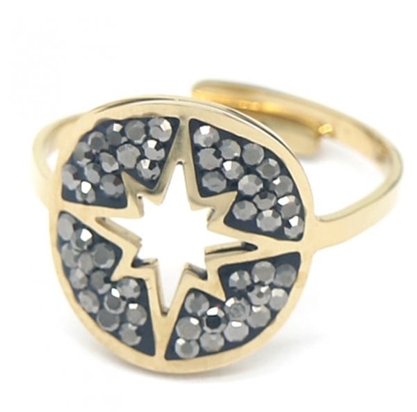 Verstelbare Ring "Star" Stainless Steel Gold Plated