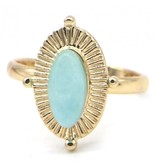 Verstelbare Bijoux ring Gold Plated met ovaal turquoise steen