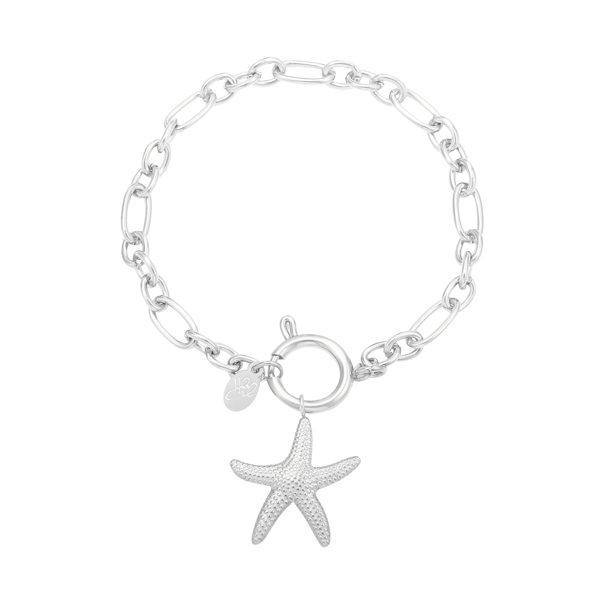 Stainless Steel Schakel Armband met Starfish bedel