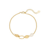 Stainless Steel Gold Plated Armband met natuursteentje