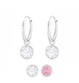 925 Sterling Zilveren Creolen met CZ Crystal