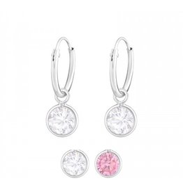 Oorbellen | Creolen | 925 Sterling Zilver | CZ Crystal