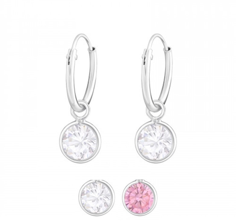 925 Sterling Zilveren Creolen met CZ Crystal