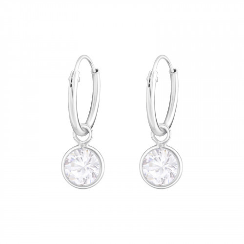 925 Sterling Zilveren Creolen met CZ Crystal