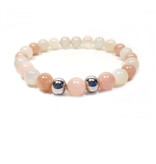 Sazou Jewels Armband Natural Stones Witte en Roze Agaat - Stainless Steel