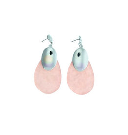 A-Zone Oorbellen | Druppel | Soft pink | Shiny Zilver