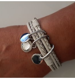 A-Zone Armband | Echt Leer | Silver | White