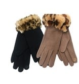 Dames Handschoenen Fake Fur Black-Brown