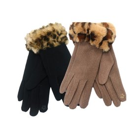 Musthaves Dames Handschoenen Fake Fur Black-Brown