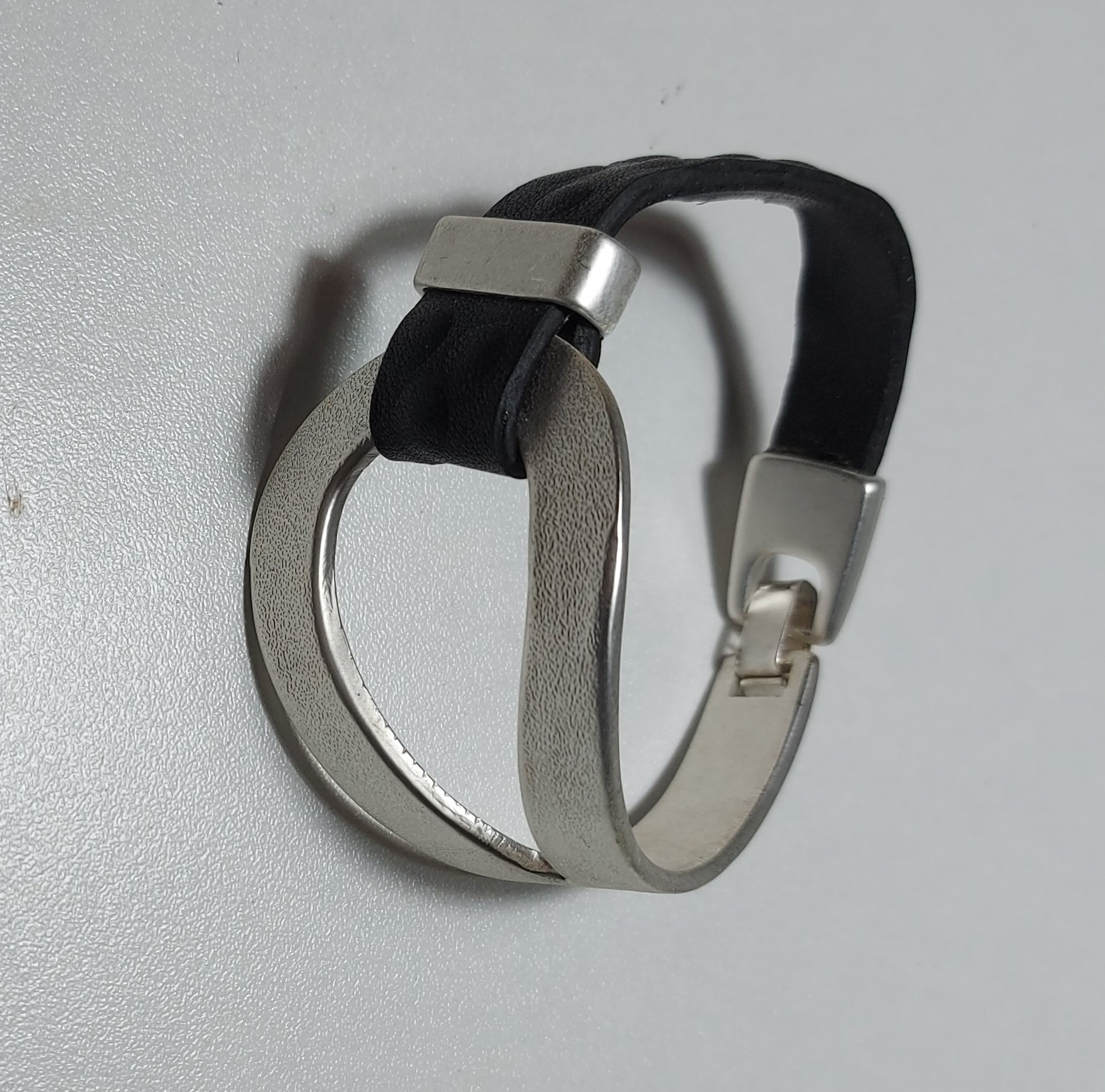 A-Zone Echt lederen armband met een aluminium element