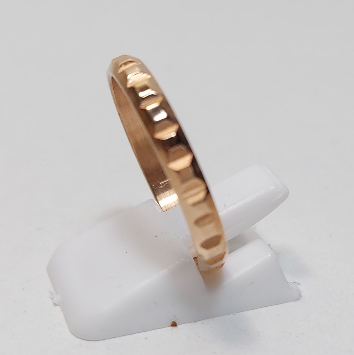 Stainless Steel ring Blox rosé plated