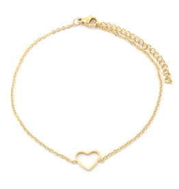 Musthaves Enkelbandje Hart | Stainless Steel |  Gold Plated