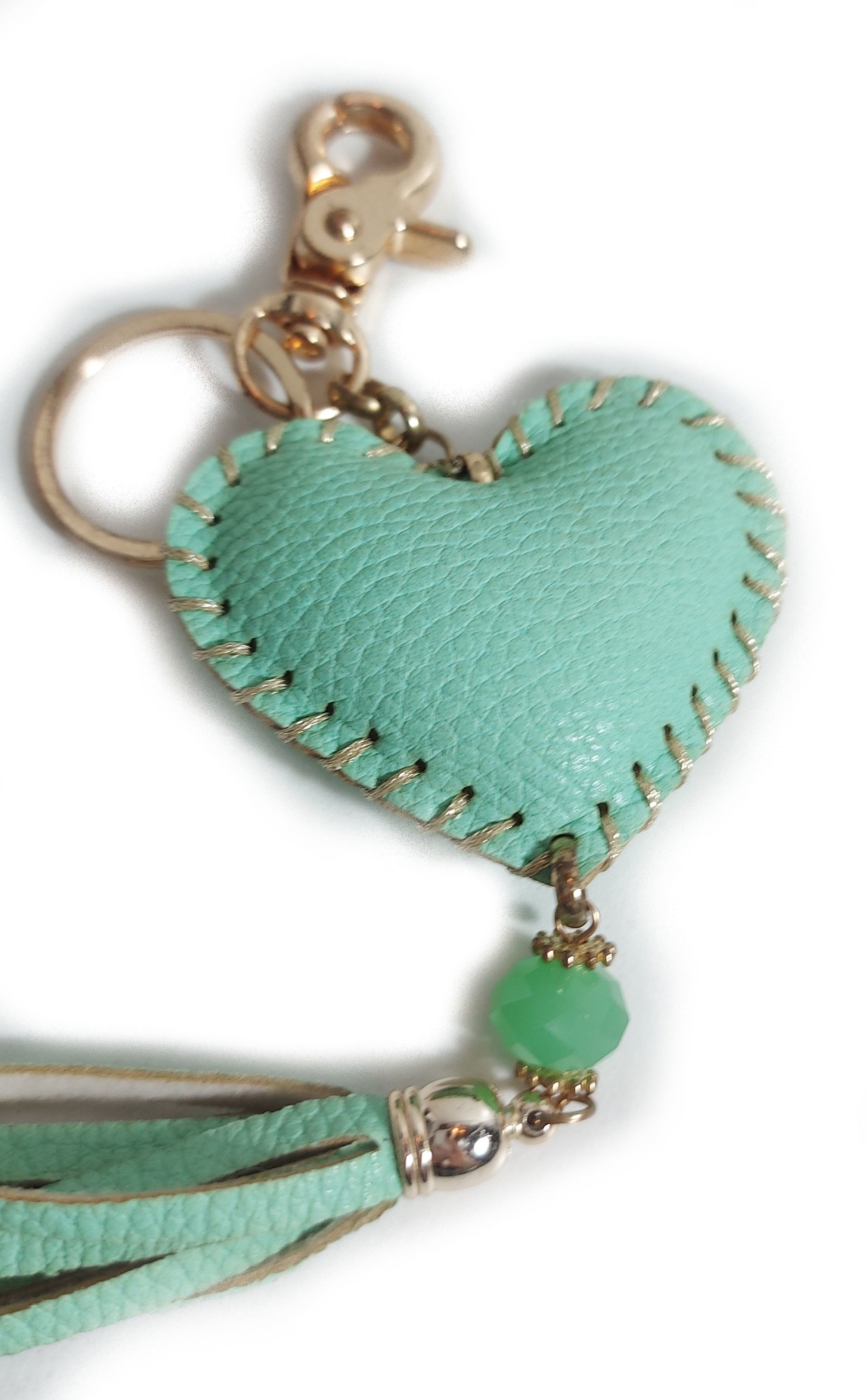 Tas,- Sleutelhanger Hart Mint Groen