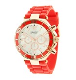 Ernest Horloge rose case RED met siliconen band