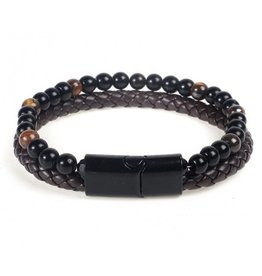 Sazou Jewels Armband Leather & Stones | Bruin | Just For Him