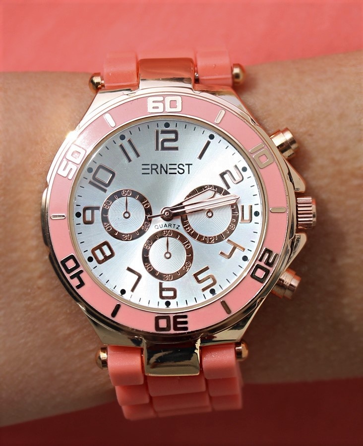 Ernest Horloge Rose Gold Case Peach  7038