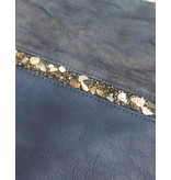 Blauwe tas Mandoline met decoratieve steentjes