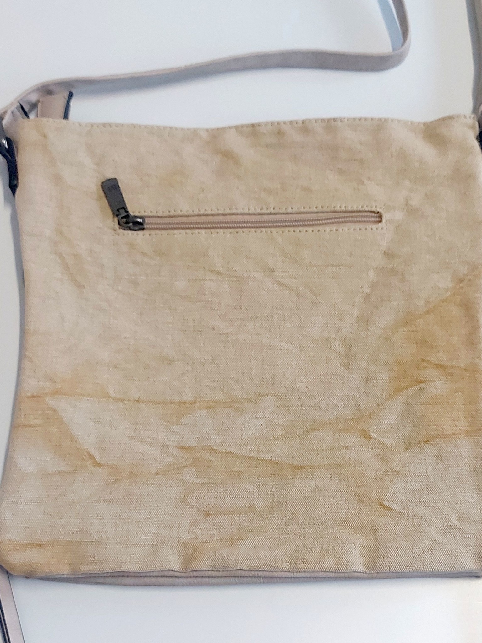 Beige Oker tas Mandoline met decoratieve steentjes