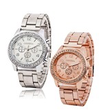 Geneva Horloge Bling Bling in Zilver of Rose