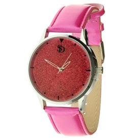 Souris D'or Horloge Sparkle Fuchsia