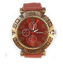 Carsidun Horloge | Bordeaux | Bronze Look | Analoog | Canvas