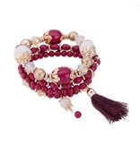 Elastische armbanden set Rood en Goud met een tassel