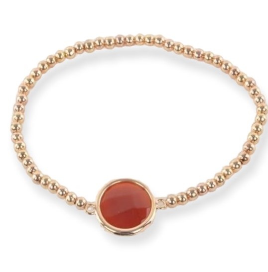 Sazou Jewels Elastisch rose-goud armbandje met rode steen
