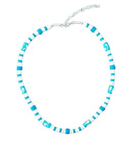 Ketting | Turquoise Blauw | Wit