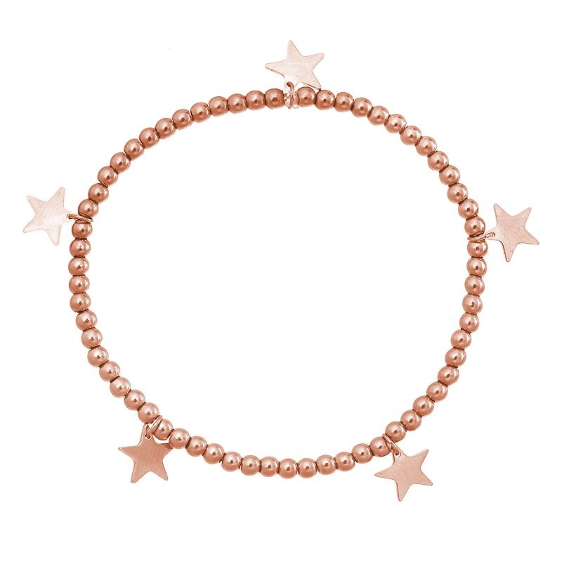 Elastisch Stainless Steel Rose Gold Plated armbandje met sterren