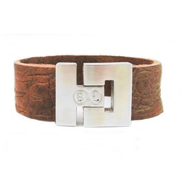 B & L Armband Leer |  Cognac | "Snake" | Steel