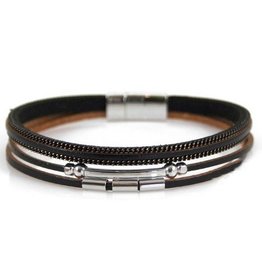 Armband | Zwart | Zilver | Plus Size