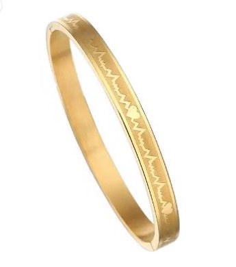 Stainless Steel gold plated bangle armband hartslag