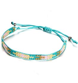 Sazou Jewels Armbandje | Geweven kraaltjes | Turquoise | Multicolor