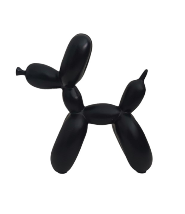 Zwart decoratief ballon hondje van Polyresin
